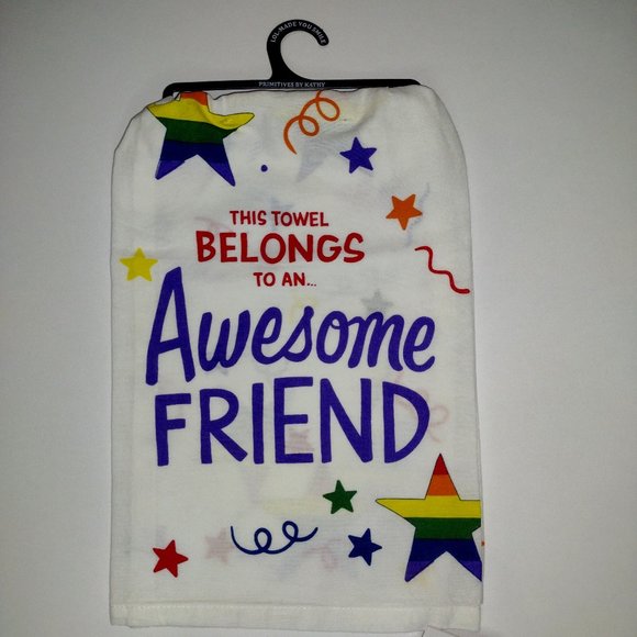 Kitchen Towel - This Towel Belongs To An Awesome Friend -White - 28 x 28 In -PBK - Picture 1 of 6